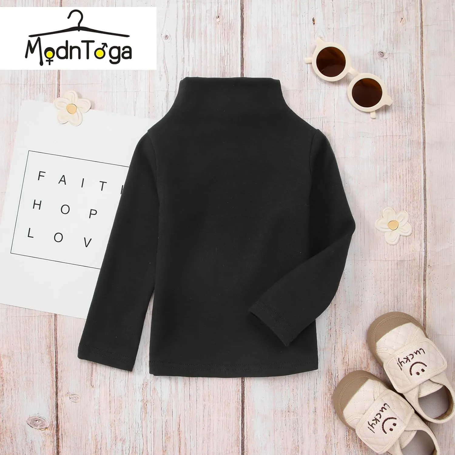 MODNTOGA Toddler Turtleneck Baby Girl Boy Long Sleeve Shirt Solid Color Mock Neck Shirt Knitwear Blouse Fall Winter Clothes