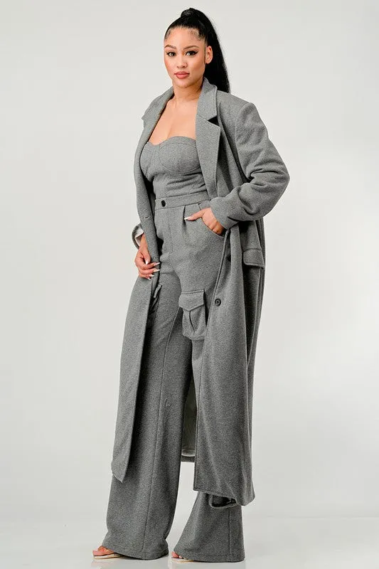 Oversized Blazer Coat Suite Set