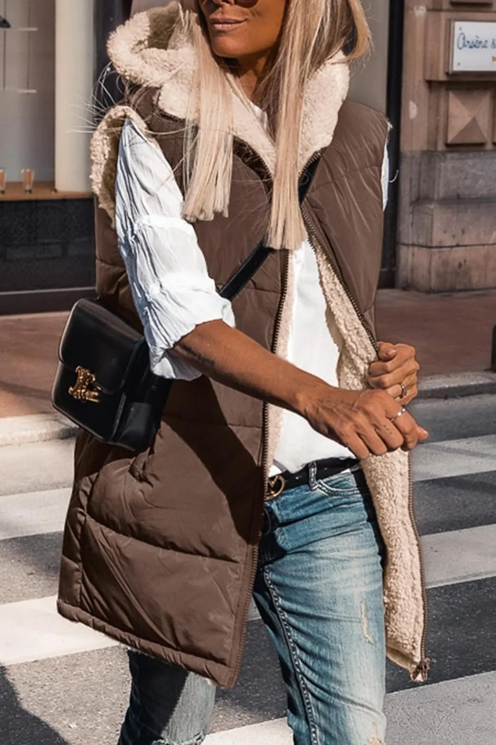 PRETTYGARDEN Womens 2025 Fall Reversible Vests Sleeveless Fleece Jacket Zip Up Hoodie Pockets Long Warm Winter Coat Outerwear