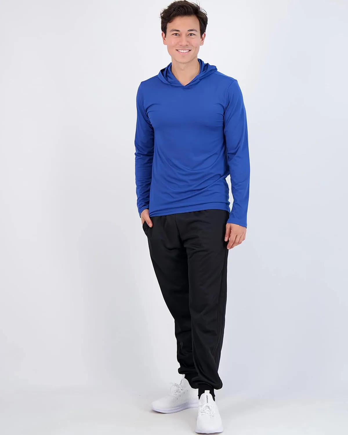 Real Essentials 3 Pack: Men's Dry Fit Wicking Long Sleeve Fishing Active Hoodie Pullover Sweatshirt (Big & Tall)