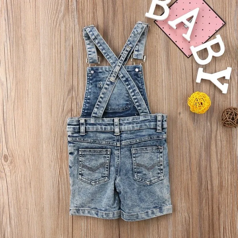 SALE Distressed Denim Overalls Shorts