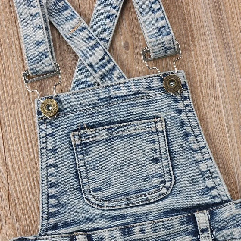 SALE Distressed Denim Overalls Shorts