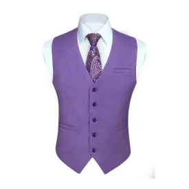 Solid Slim Suit Vest - A-PURPLE1