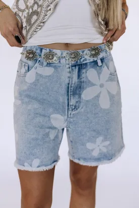 Stacy Printed Denim Shorts