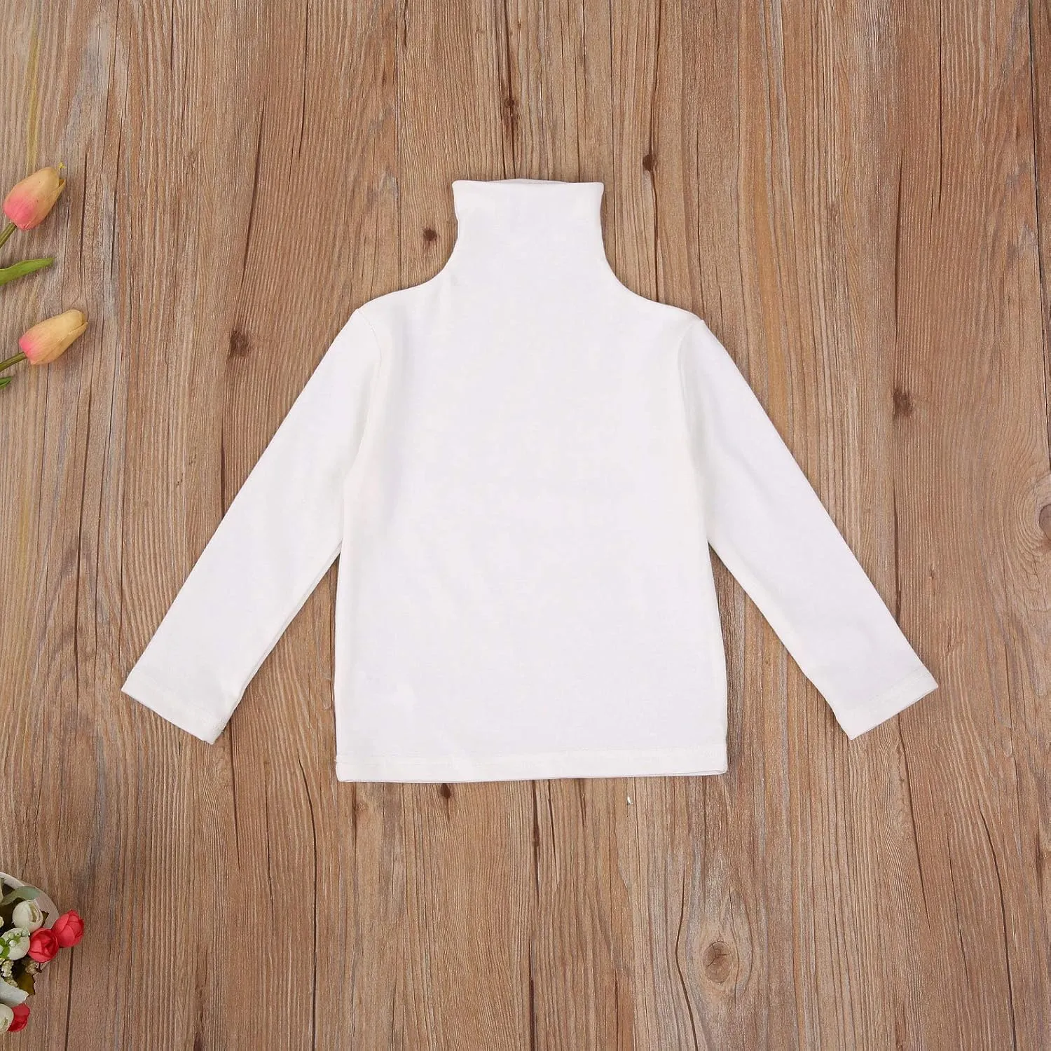 Toddler Baby Little Girls Turtleneck T Shirt Top Long Sleeve Basic Solid Color Blouse 1-5Years Old