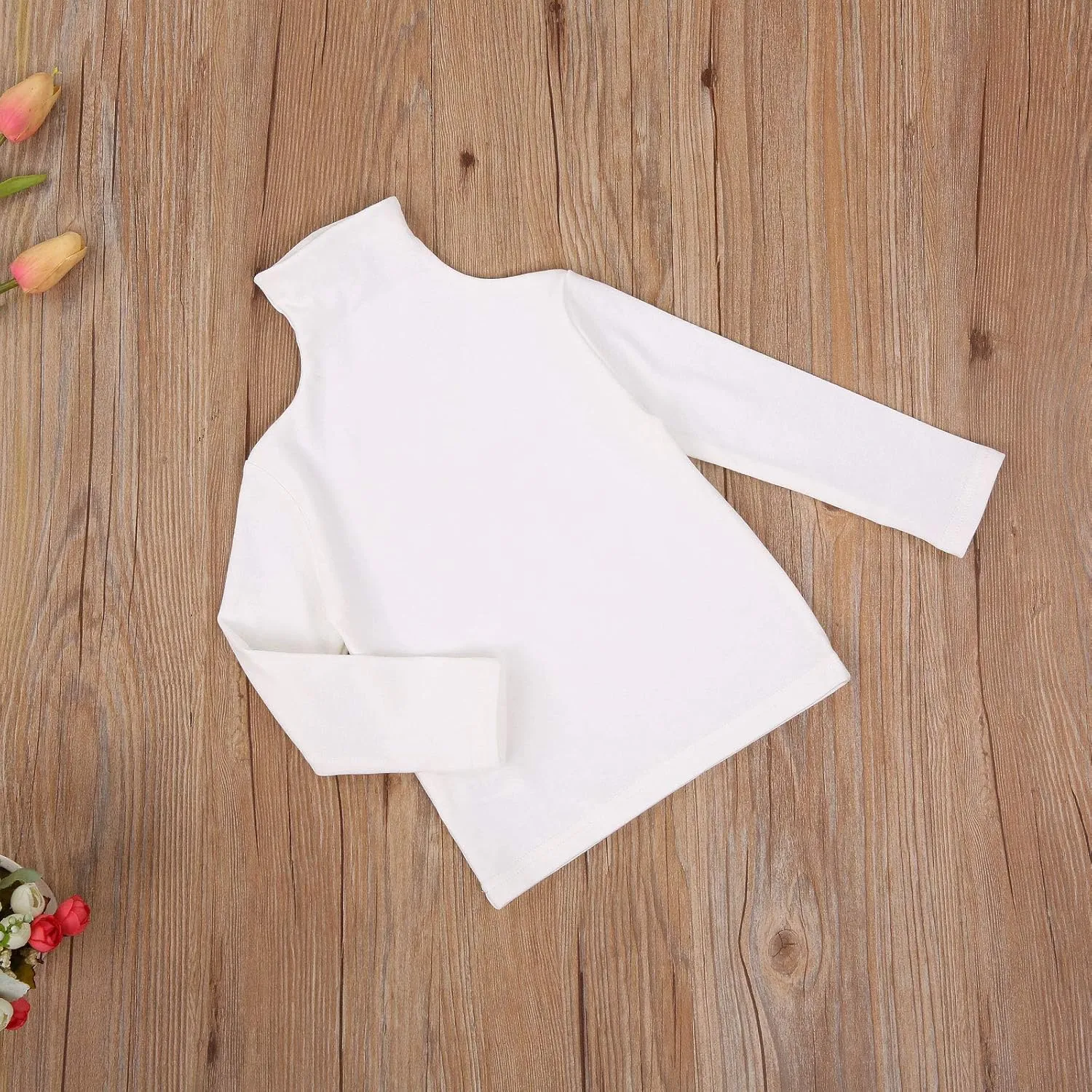 Toddler Baby Little Girls Turtleneck T Shirt Top Long Sleeve Basic Solid Color Blouse 1-5Years Old