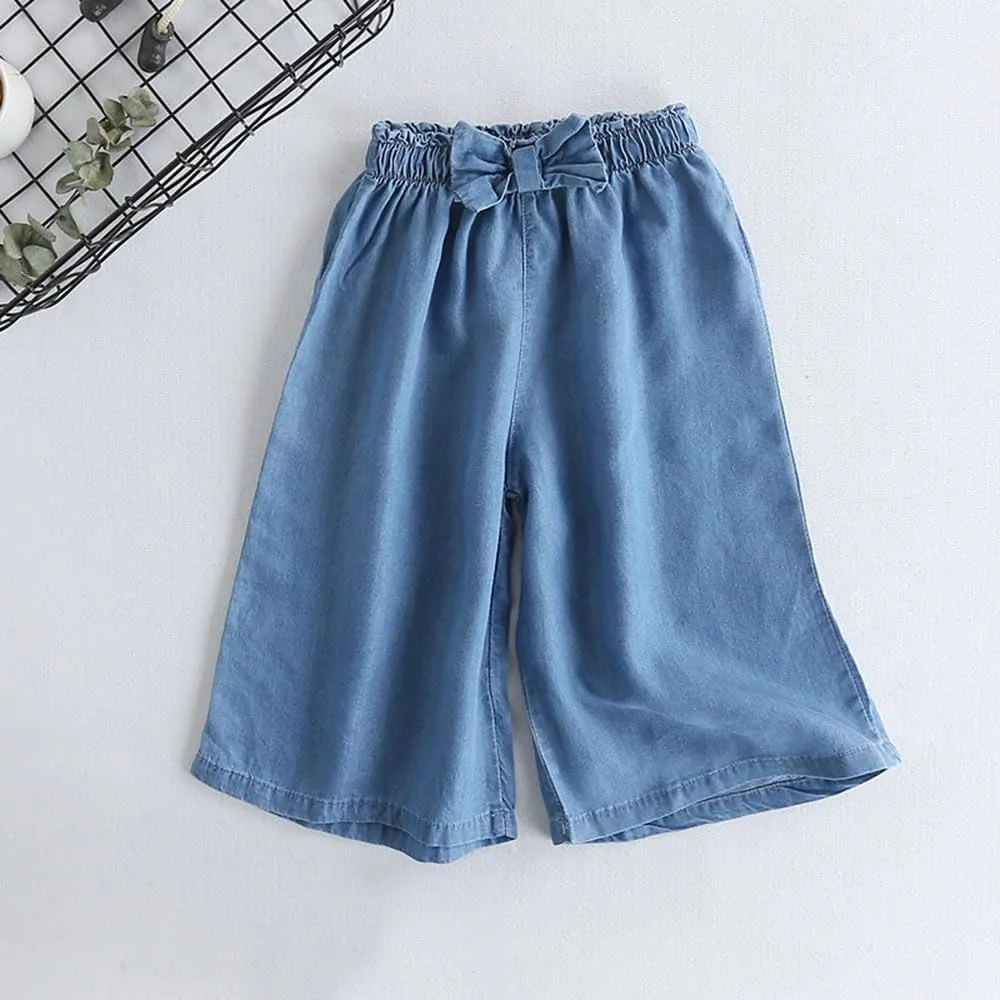 Toddler Girl Flare Pants with Ruffle Girls Lightweight Palazzo Baggy Wide Leg Pants for Girls Cropped Capris Pants Gift