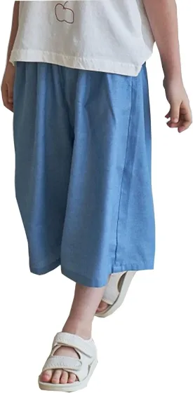 Toddler Girl Flare Pants with Ruffle Girls Lightweight Palazzo Baggy Wide Leg Pants for Girls Cropped Capris Pants Gift