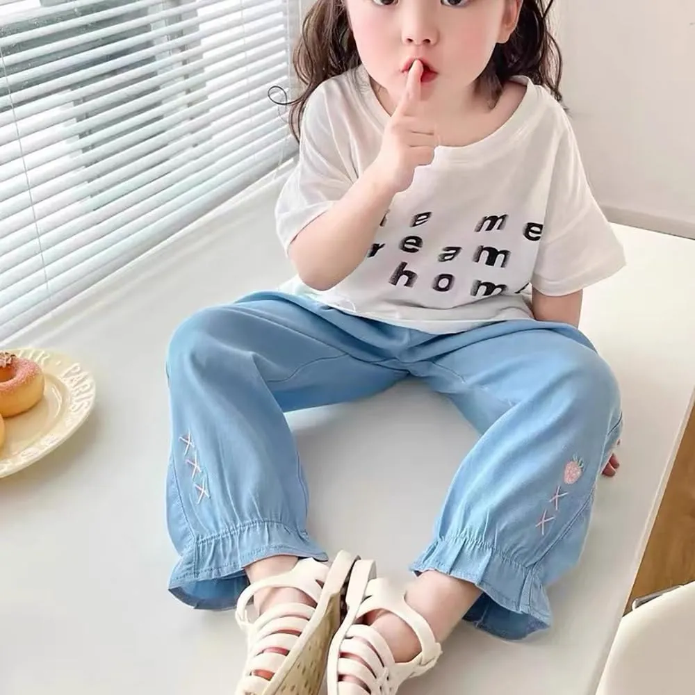 Toddler Girl Flare Pants with Ruffle Girls Lightweight Palazzo Baggy Wide Leg Pants for Girls Cropped Capris Pants Gift