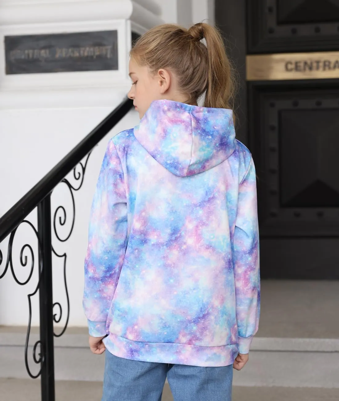 uideazone Girls Pullover Hoodies 3D Graphic Printed Hooded Sweatshirt with Pocket 4-14 Years