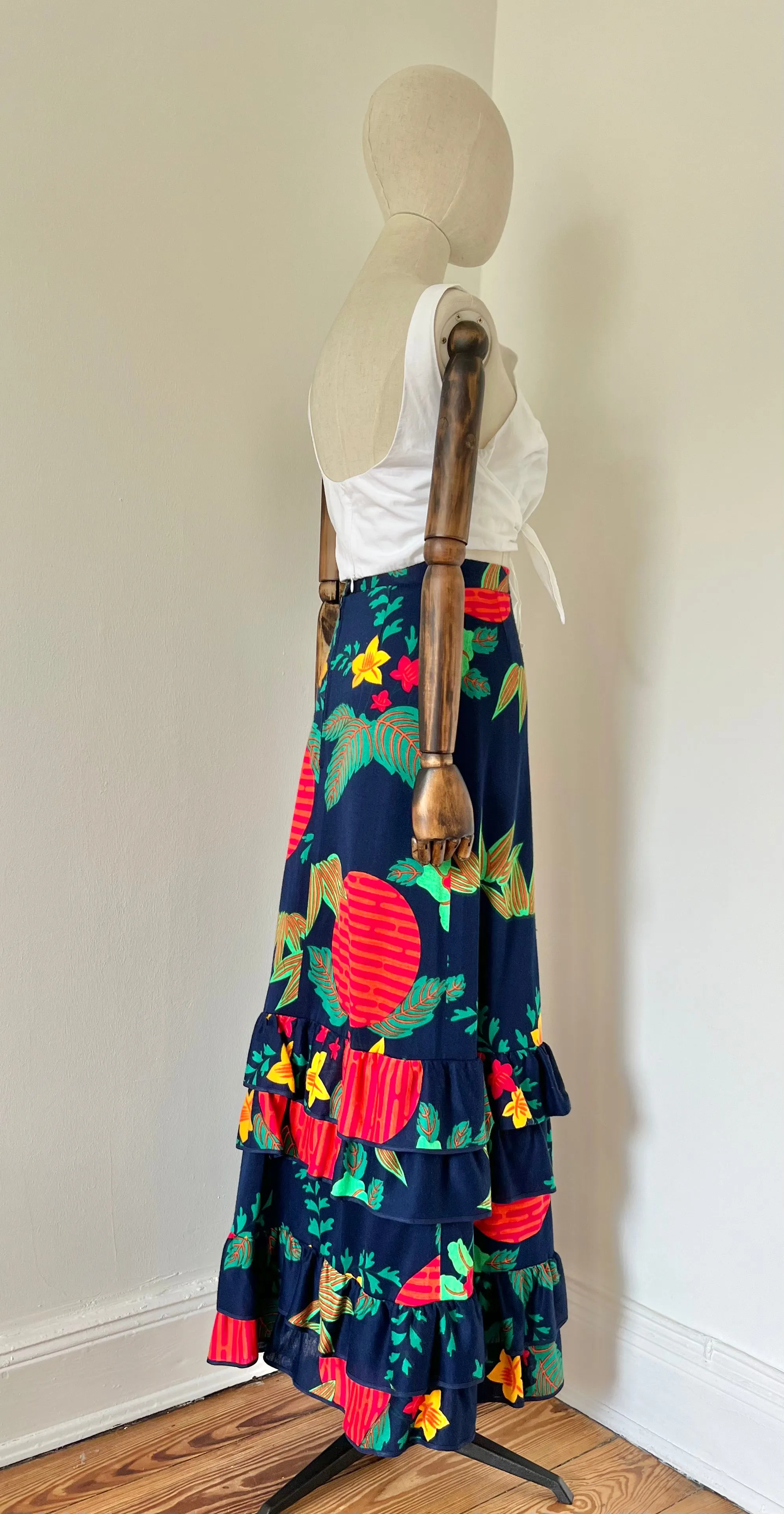 Vintage Tropical Floral High waisted Skirt