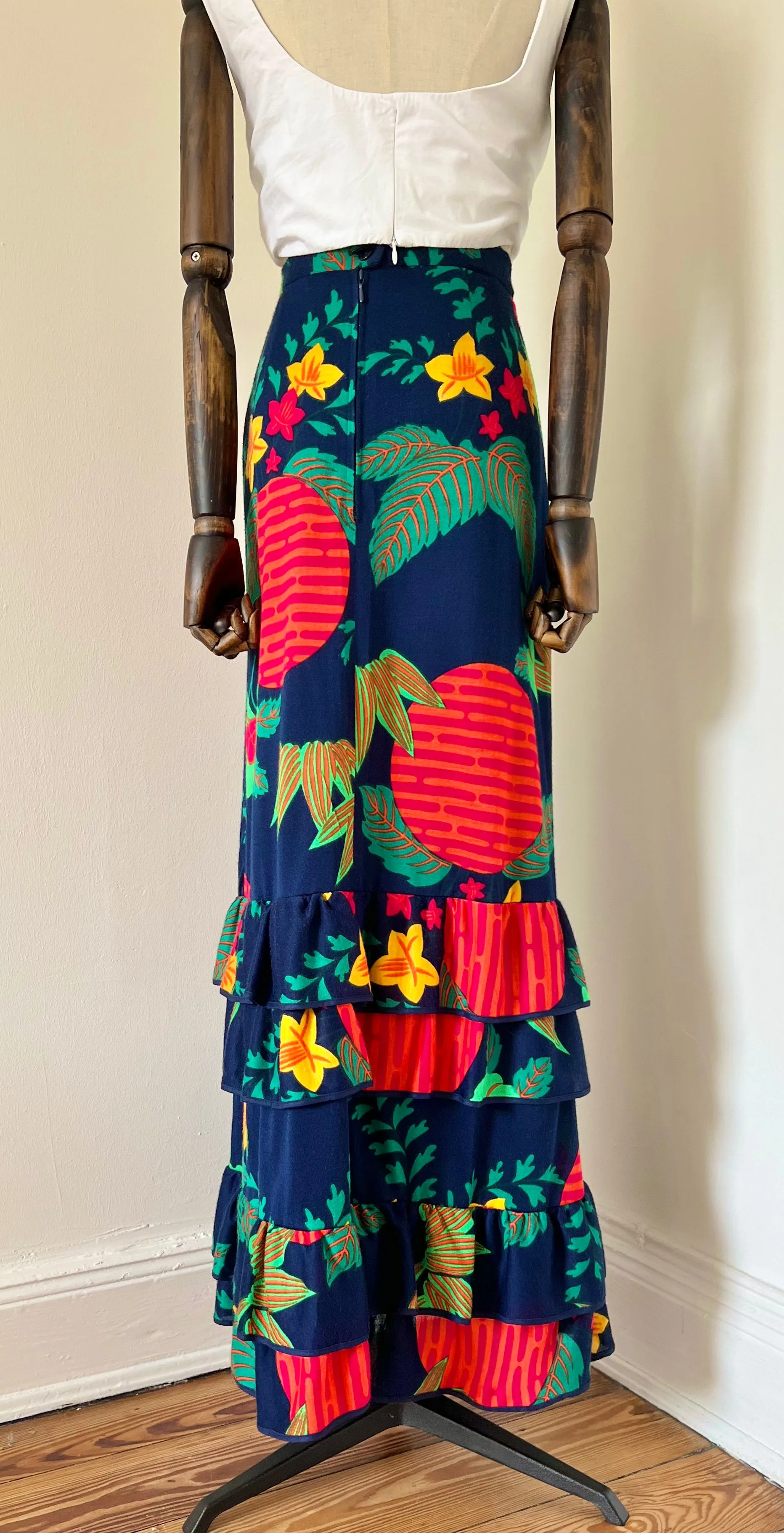 Vintage Tropical Floral High waisted Skirt