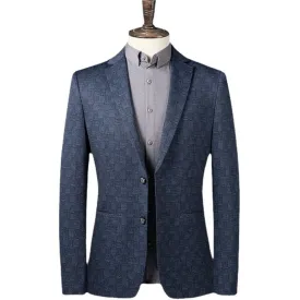 West Louis™ Boutique Fashion Slim Blue Plaid Casual Business Blazer