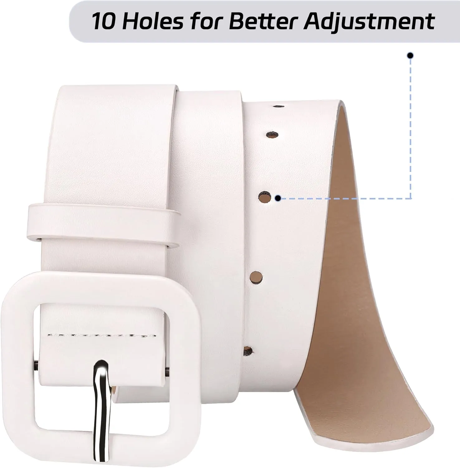 Womens Belts for Jeans Dresses Chic Faux Leather Belt with Square Buckle