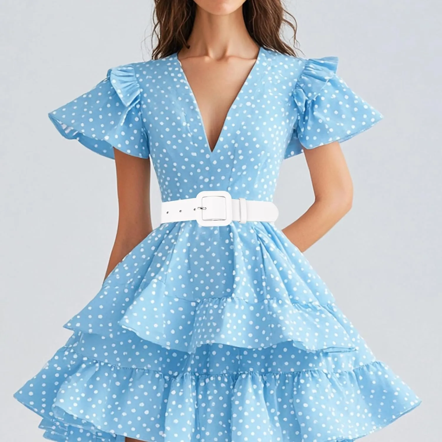 Womens Belts for Jeans Dresses Chic Faux Leather Belt with Square Buckle