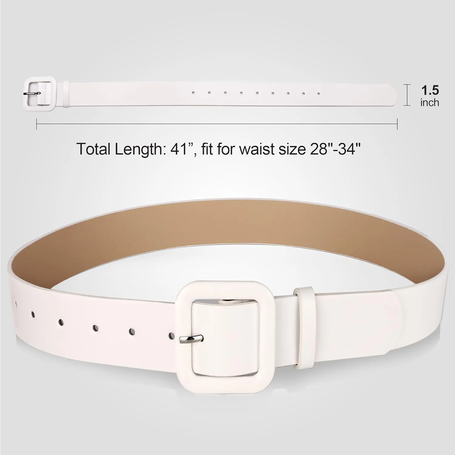 Womens Belts for Jeans Dresses Chic Faux Leather Belt with Square Buckle
