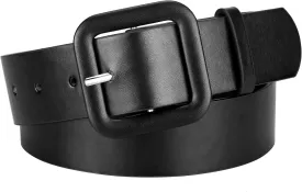 Womens Belts for Jeans Dresses Chic Faux Leather Belt with Square Buckle