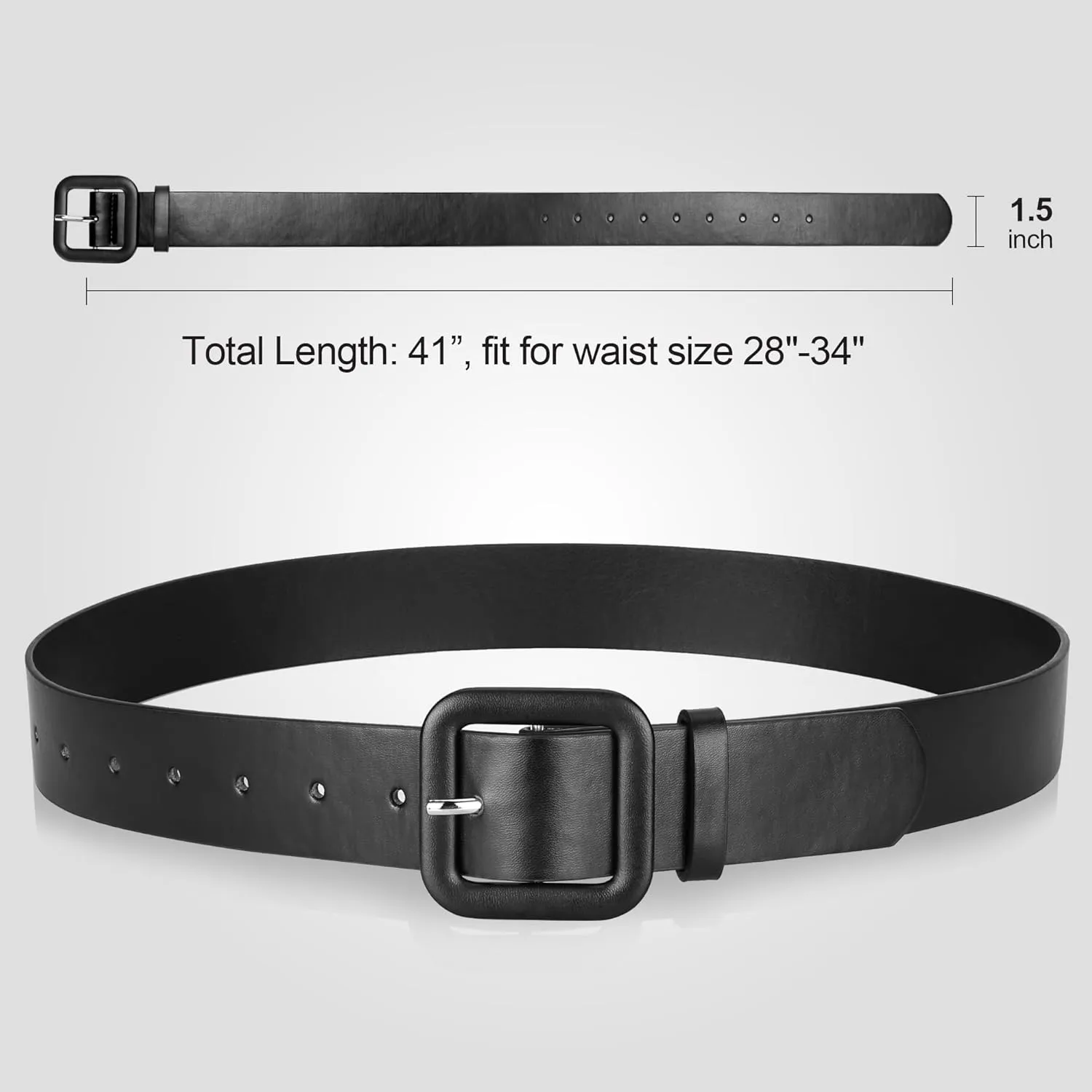 Womens Belts for Jeans Dresses Chic Faux Leather Belt with Square Buckle