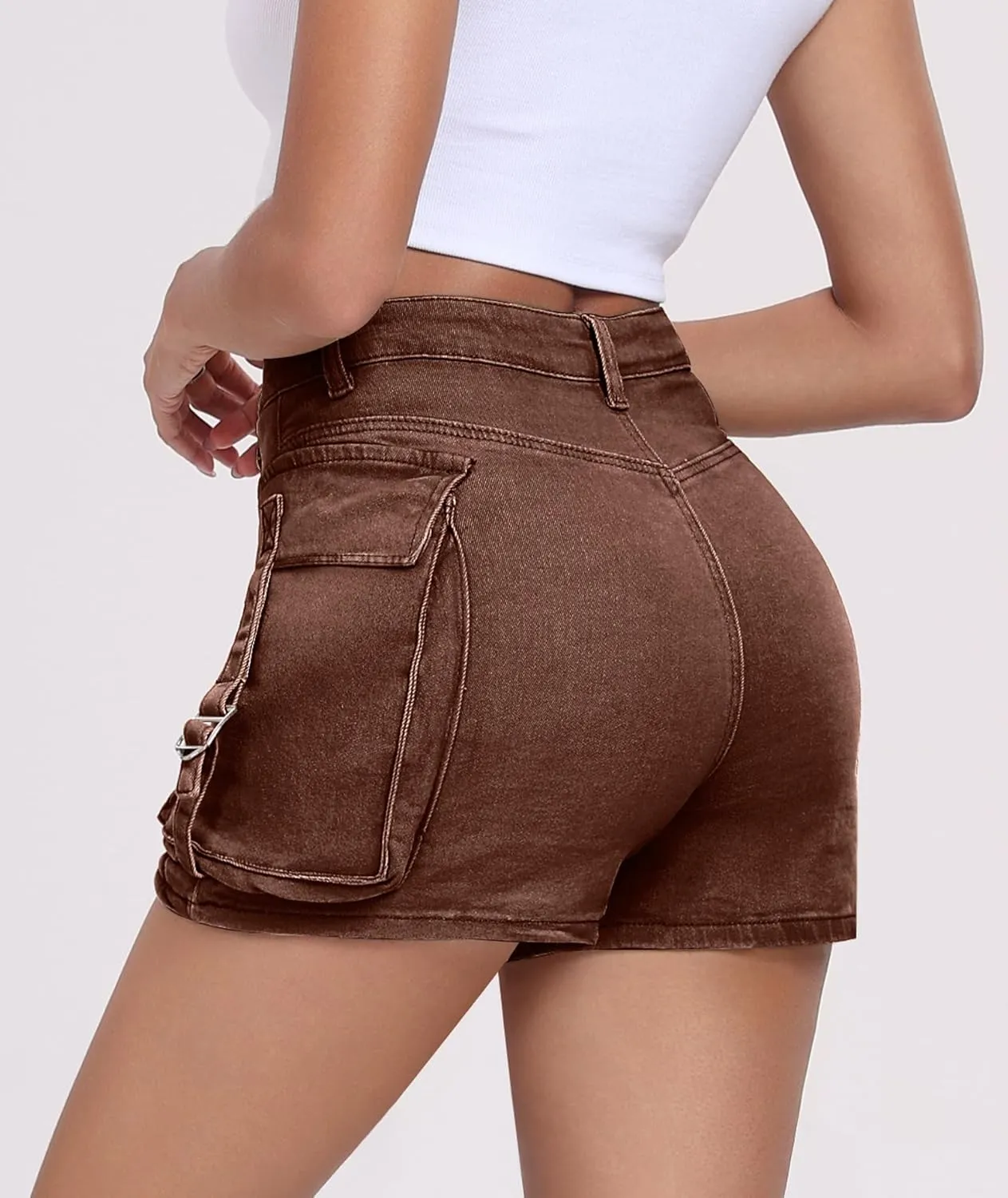 Women's Cargo Skort High Waisted Cargo Shorts Button Bodycon Mini Y2K Denim Cargo Skirt Shorts with Pocket