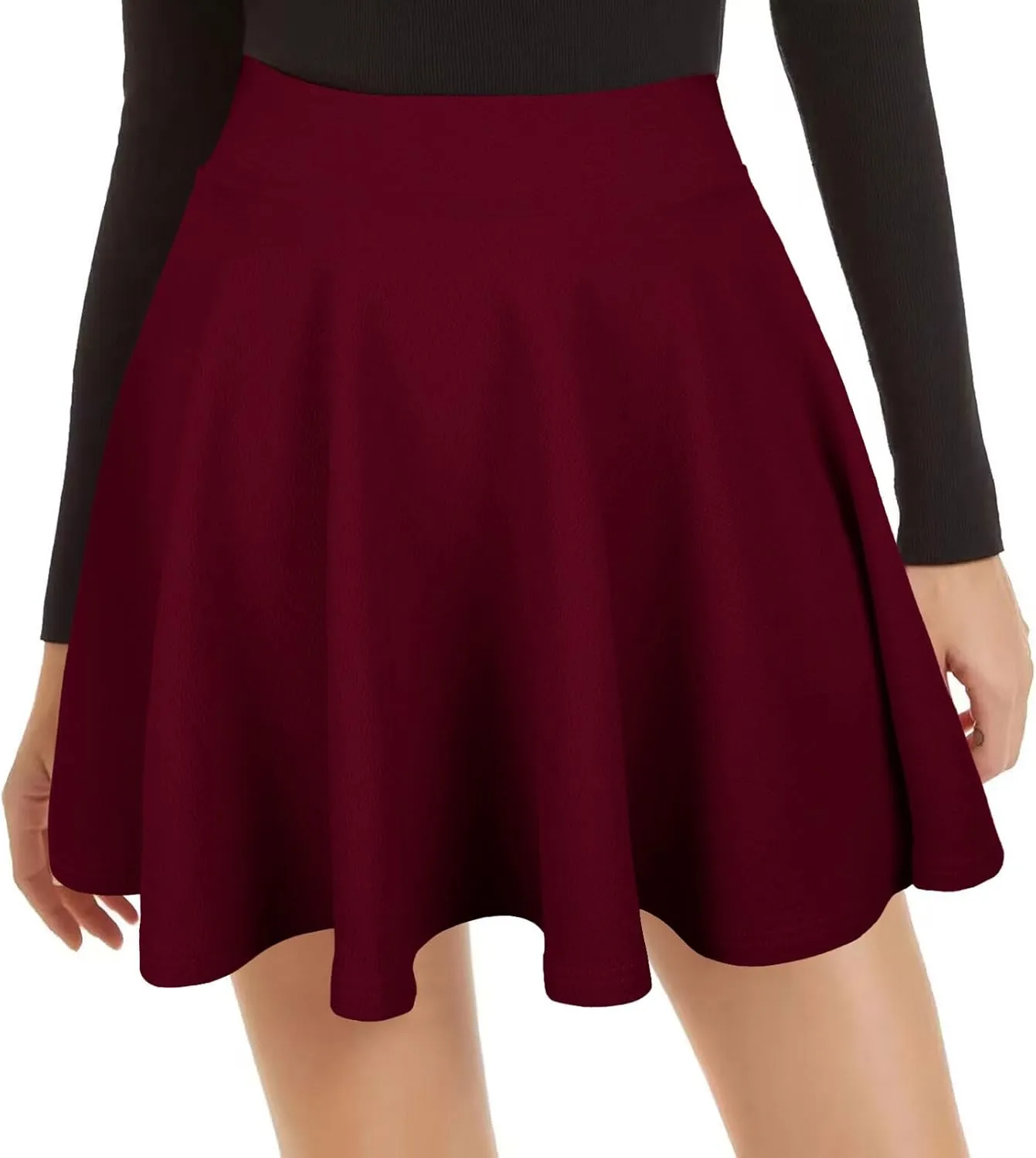 Women's Casual Basic Skirts Mini Flared Skater Stretchy A-Line Party Skirts with Shorts