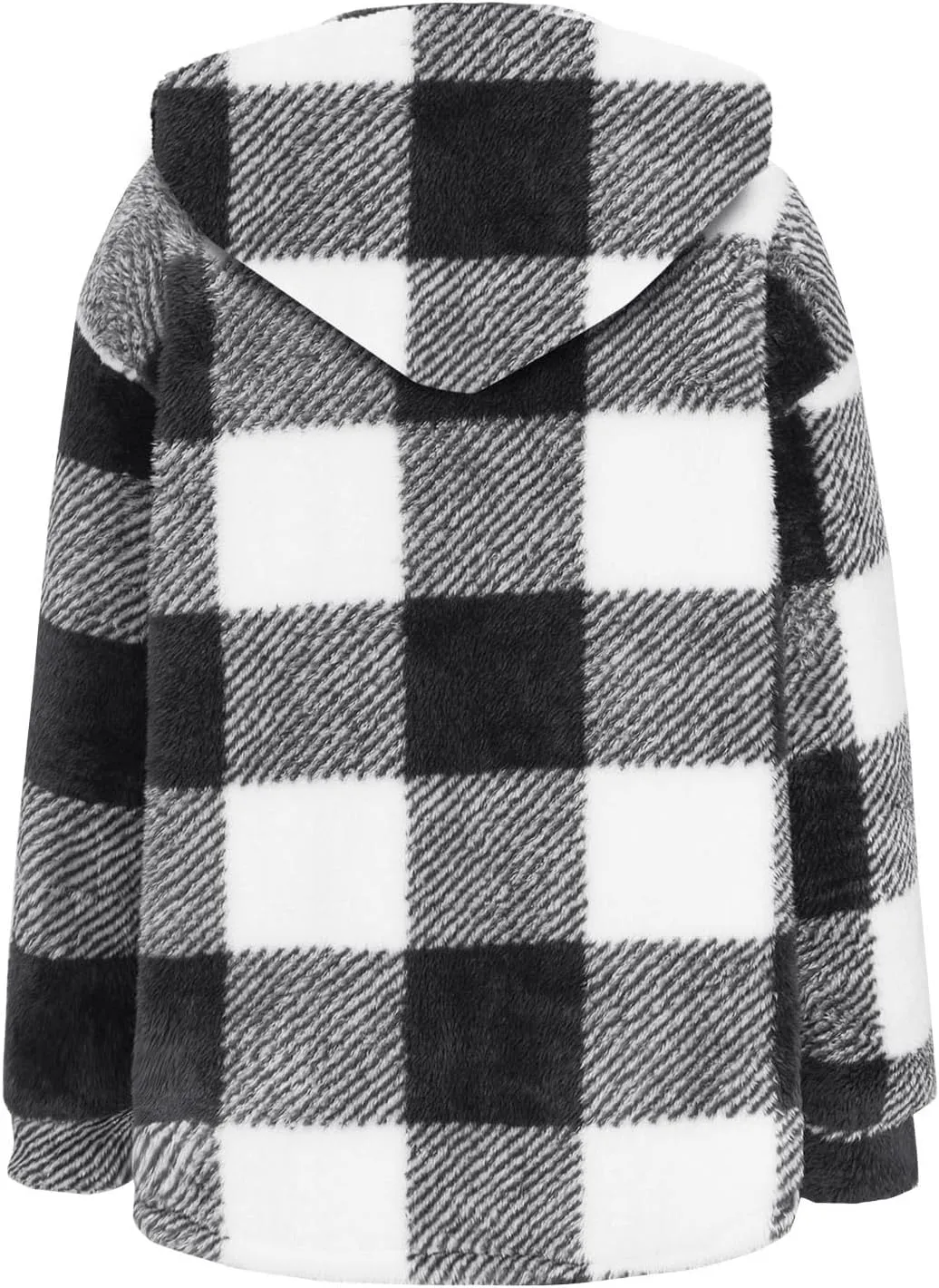 Womens Plaid Shacket Fleece Sherpa Lined Jackets Hooded Long Sleeve Fuzzy Button Down Cardigan Trendy Winter Coats