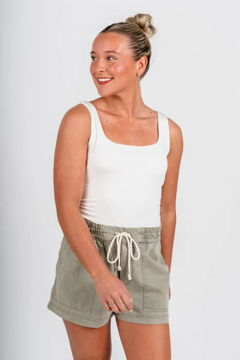 Z Supply Summerland denim shorts dusty palm